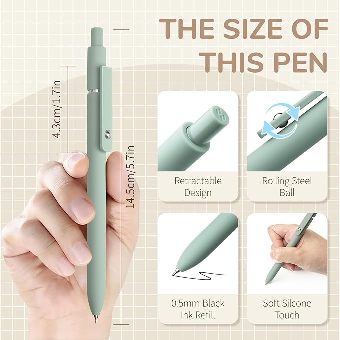 Gel Pens, 5 Pcs 0.5mm Fine Point Smooth Writing Japanese Cute High-End Series Black Ink Pens for Journaling Note Taking, School Office Supplies for Women Men (5 Pcs Morandi)
