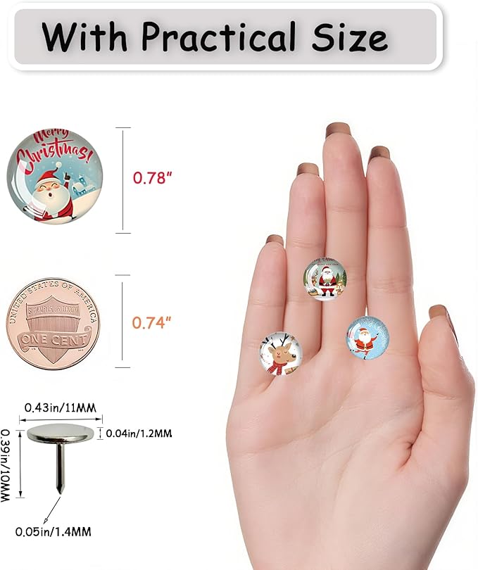 Push Pins for Cork Board-24pcs Decorative Push Pins with Case, Cute Thumb Tacks and Pushpins for Bulletin Board,Thumbtacks for Cork Boards, Office Organization, Christmas and Home Décor