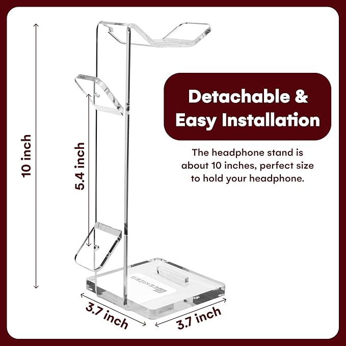 GeekDigg Headphone Stand Gaming Headset Holder For Desk Cable Organizer & Cellphone Stand for All Headphones Size headphone Holder Set for Gaming PC Accessories Gaming Station Transparent