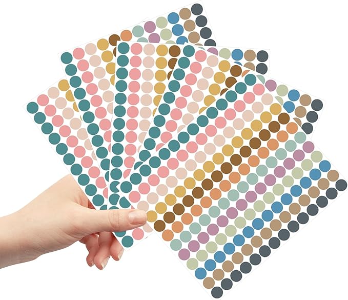 REGELETO Boho 4200 PCS 0.75 Inch 12 Colors Round Colored Dot Stickers for Students Teaching Papers, Color Coding Labels, Circle Dots Stickers for Office and Classroom (25 Sheets)