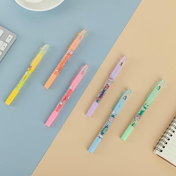 AIHAO Clear View Dual Tip Highlighters, 6-Pack Assorted Colors – See-Through Chisel & Fine Tips, Precise Highlighting Marker Set