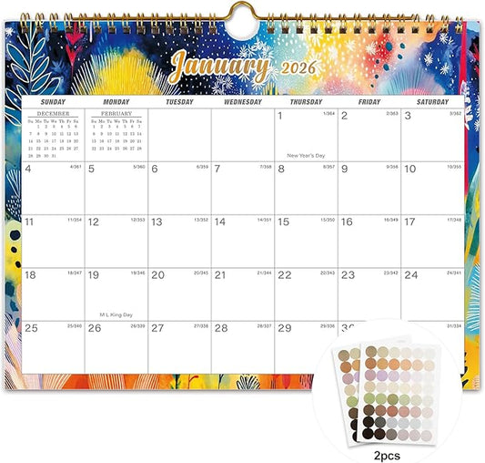 Calendar 2026 - 18 Monthly Wall Calendar, January 2026 - June 2027, 8.5" x 11", Calendar 2026 - 2027 with Twin-Wire Binding, Hanging Hook, Blocks and Julian Dates (Botanical Whimsy Wall Calendar)