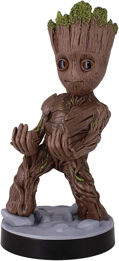 Exquisite Gaming: Guardians of The Galaxy: Toddler Groot - Original Mobile Phone & Gaming Controller Holder, Device Stand, Cable Guys, Marvel Licensed Figure, Black