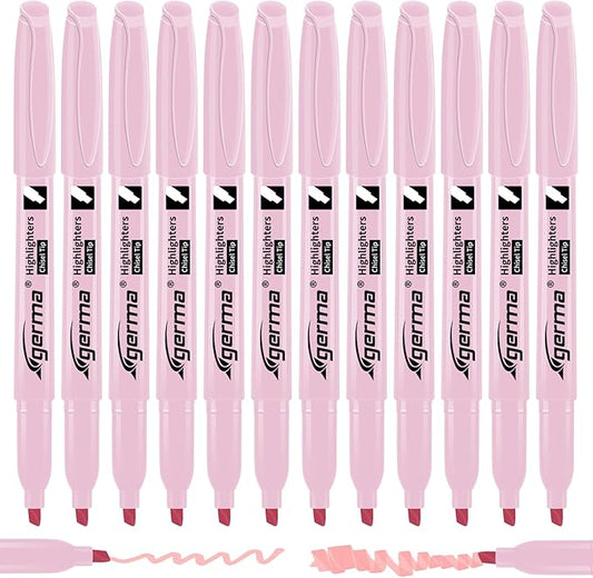 Pink Highlighter 12 Pack, Mild Pastel Color, Chisel Tip Bible Highlighters No Bleed, Quick-Drying, Cute Aesthetic Markers for Journaling, Bible Study, School Office Supplies