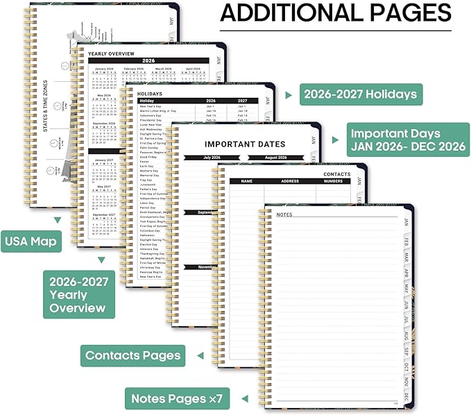2026 Planner, Weekly and Monthly Calendar Planner Book, January 2026 - December 2026, Hardcover Spiral Planner with Monthly Tabs, Notes Pages, Perfect for Women & Men, A4 (8.5" x 11") - Cranes
