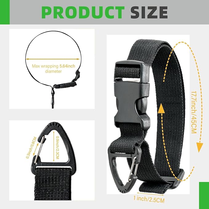 Heavy Duty Extension Cord Organizer 6 Pack Black 17" Adjustable Storage Straps with Triangle Hooks for Garage Workshop & Tool Storage Ideal for Men's Gadgets and Cable Management