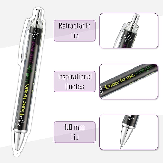 Mr. Pen- Christian Pen Set, 50 Pack, Black Ink, Bible Verse Pens Bulk, for Women Men, Black Style