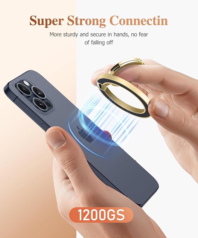 GVIEWIN Magnetic Phone Ring Holder, Compatible with MagSafe Phone Grip with Adjustable Stand, Magnet Phone Ring Kickstand for iPhone 17/16/15/14/13/12 Pro Max Plus Air/Other Phones (Polar Cloud)