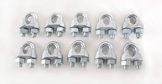 Wire Rope Clamp 1/4 inch 10 Pack Zinc Plated - Wire Rope Clip - Wire Cable Clamps