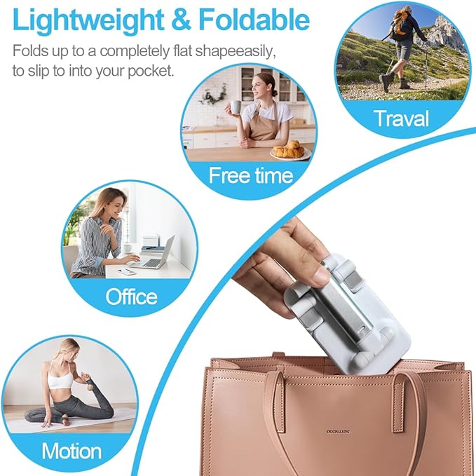 POQOD Foldable Cell Phone Stand for Desk, Fully Adjustable Phone Holder for Desk Compatible with iPhone 16 15 14 13 12 11, Nintendo Switch, All Phones, (White)