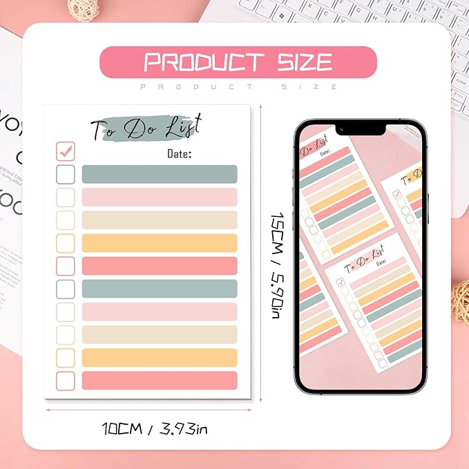 Starfa for 4 Packs to Do List Notepad, 200 Sheets Daily Sticky Notes 4x6 Inches,Magnetic Pastel Candy Color Memo Pad for Fridge,Office&Home,Funny Planner Gifts for Coworkers