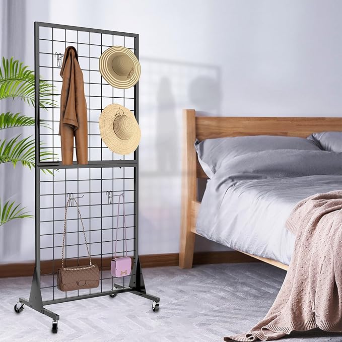 3-Pack Gridwall Panel Display Stand, 2'x5.5' Heavy Duty Floor Standing Rack with Detachable Girdwall, Movable Silent Wheel, Easy to Transport, Ideal for Retail & Craft Fairs