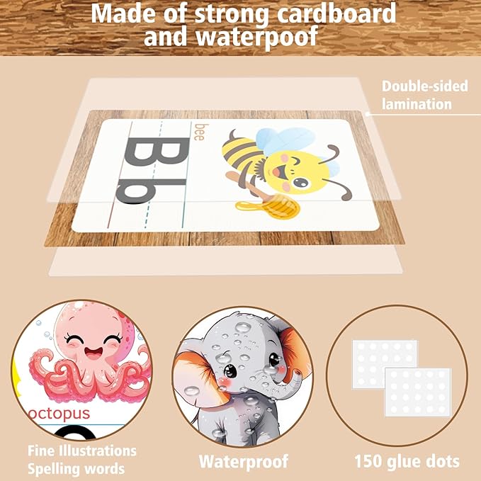 Alphabet Letters for Wall - ABC Alphabet Poster Classroom Wall Alphabet Alphabet Wall Chart Kindergarten Elementary Classroom Wall Decor Daycare Homeschool Supplies (Brown)