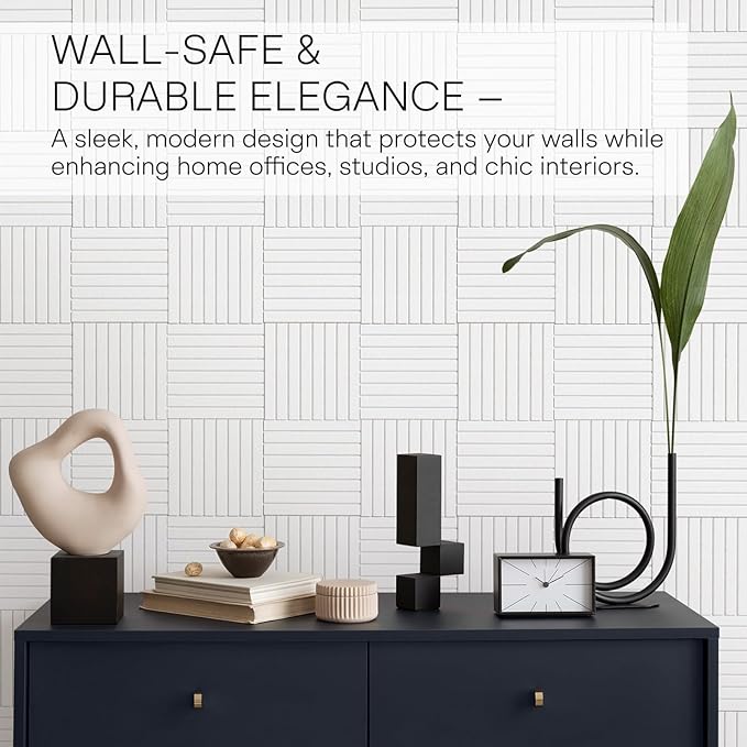 MaxGear Large Cork Boards for Walls 48" x 36", White Felt Bulletin Board Tiles for Office Decor, 12 Pack Felt Wall Tiles with Slat Paneling, Push Pin Board Home Wall Organizer
