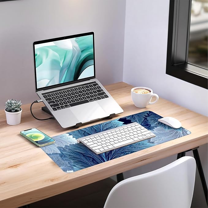 Leaves Extended Gaming Mouse Pad 31.5x11.8inches Large Desk Mat Anti-Slip Rubber Base & Durable Stitched Edges for Gamers Smooth Mouse Writing Surface for Desk Office/Home