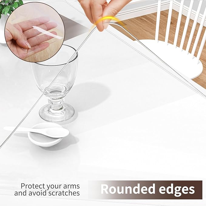 Clear Desk Mat, Desk Cover Clear Protector, Non-Slip PVC Desk Pad with Round Edge, Heat Resistant & Waterproof Transparent Desk Writing Mat for Home and Office (23.6"*13.8")