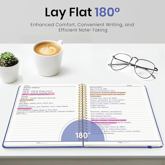 Lined Spiral Journal Notebook for Women, A5 College Ruled Journals for Writing, Hardcover Notebooks for Work, Note taking and Office School Supplies,140 Pages - Royal Blue