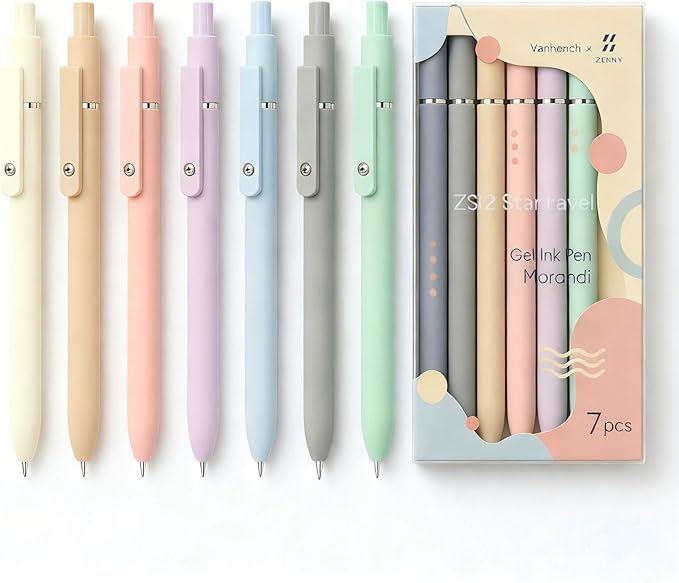 Vanhench 7Pcs 0.5mm Black Ink Gel Pens Fine Point Smooth Writing Quick Dry Pen for Journaling Note Office Desk Nurses Teacher School Supplies Essentials, Cute Easter Basket Stuffers Gift for Women Men