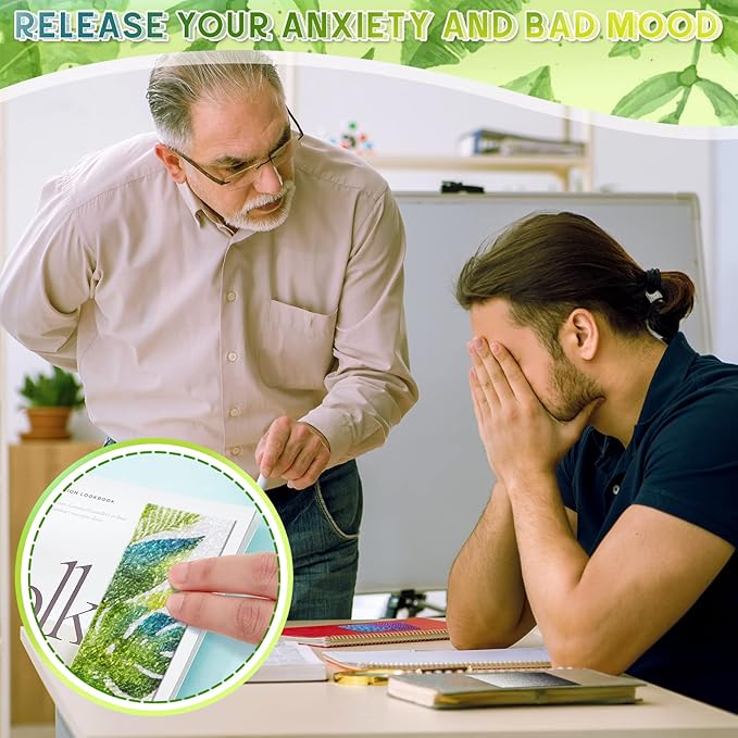 36 Pcs Anxiety Sensory Stickers Strips Adhesive Textured Mental Health Calm Stickers Mindfulness Fidget Decals Stress Anxiety Relief Items for Therapy Office Desk(Leaves Style)
