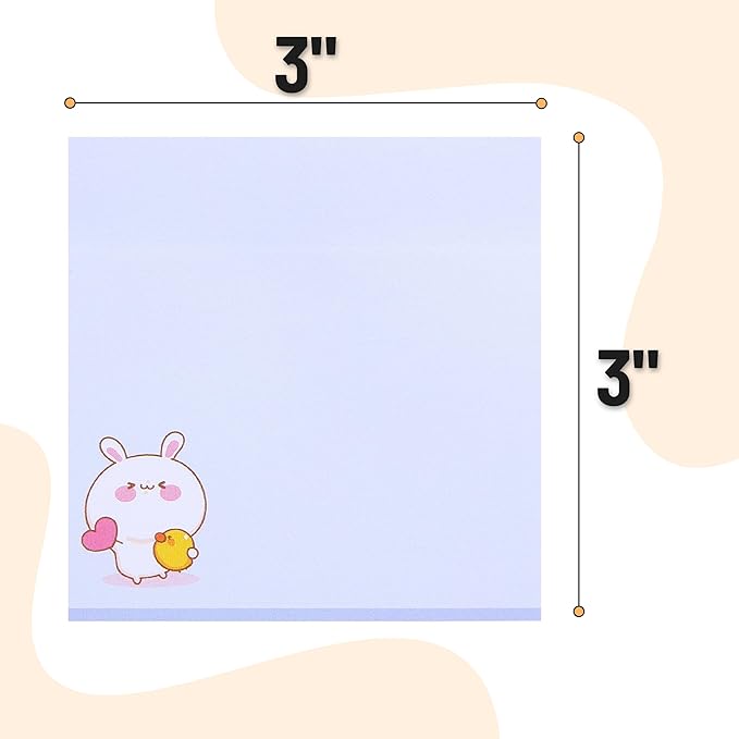 Mr. Pen- Sticky Notes, 3”x3”, 8 Pads, 400 Sheets, Cute Rabbit Sticky Notes