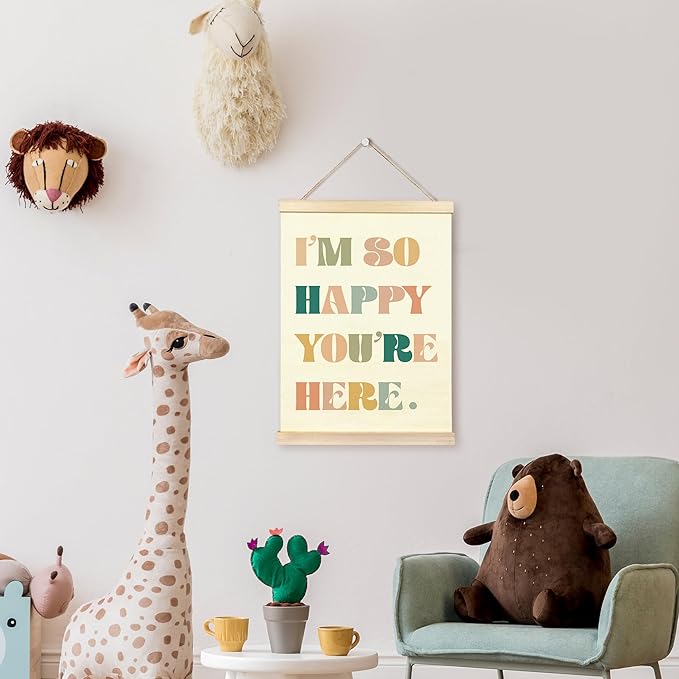 TAEDIN Boho Classroom Wall Art Poster Hanger Frame - Colorful Nursery Wall Art with Wood Frames, Inspirational Wall Hanging Decor for Baby Kids Room School Home Bedroom, 12x16 Inches