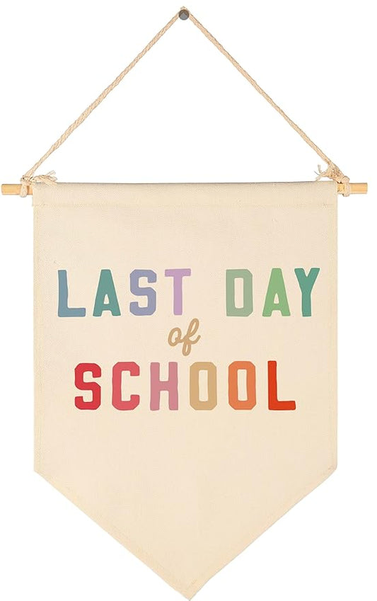 Happy Last Day of School Banner Wall Decor,End of School,Last Day of School Sign Classroom Decor,Goodbye School Flag,Preschool Kindergarten Graduation Poster-Pennant Wall Decor Gift