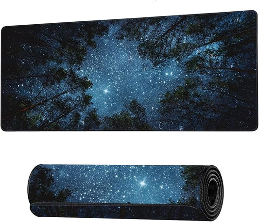 Beautiful Night Sky and Milky Way Gaming Mouse Pad XXL Large Desk Mouse Pad Keyboard Mat with Stitched Edges Waterproof Non-Slip Desk Mat for Laptop,Keyboard,Computer 35.4 * 15.7 Inch