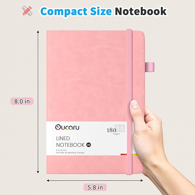 Oucaru Lined Journal Notebook, 16 Pack, 180 Pages, A5 Journals for Writing, 100 GSM Thick Paper, Small Notebooks Daily Journal for Women Men Work, Business, School, Travel Supplies