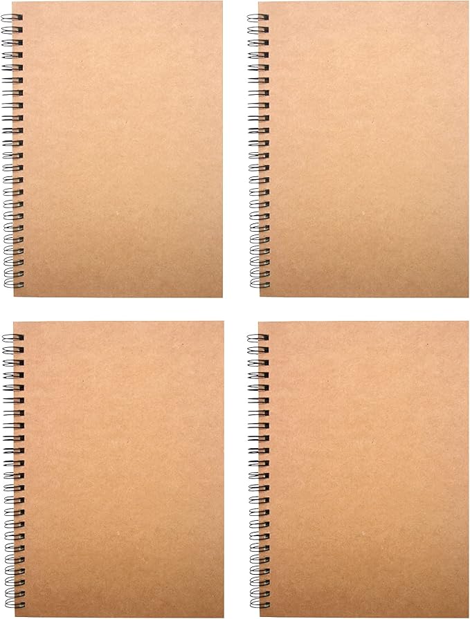 YYaaloa 8-Pack A5 Lined Sketch Book Soft Cover Spiral Notebooks Journals 120 Pages 5.7" x 8.3" Cream colored paper (A5 Lined brown 8pcs)