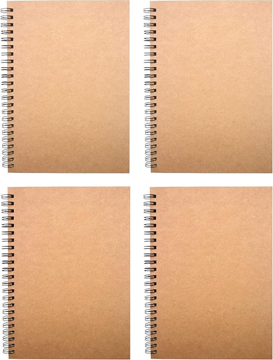 YYaaloa 8-Pack A5 Lined Sketch Book Soft Cover Spiral Notebooks Journals 120 Pages 5.7" x 8.3" Cream colored paper (A5 Lined brown 8pcs)