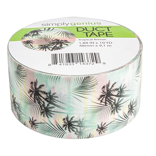 Simply Genius Colored Duct Tape - 1.88-in x 10 Yd Roll, Tropical Breeze Pattern - Strong Adhesive Tape for Crafts, Scrapbooking & DIY