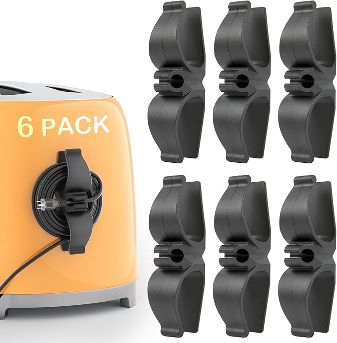 Cord Organizer for Kitchen Appliances-6 Pack, Appliance Cord Organizer stick on, Small Kitchen Appliances Cord keeper, Adhesive Cord Holder, Cord Winder for Pressure Cooker, Stand Mixer…