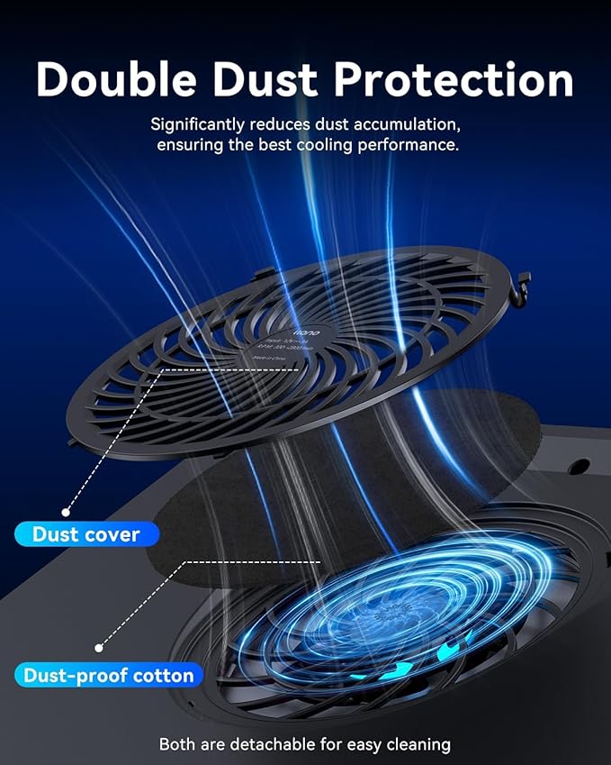 llano V12 Gaming Laptop Cooling Pad, RGB Laptop Cooler, Laptop Cooling Fan Stand with 5.5 Inch Powerful Turbofan, for 15.6-19in Laptop, Adjustable Speed, Dustproof, 3-Port USB Hub, Black (RGB)