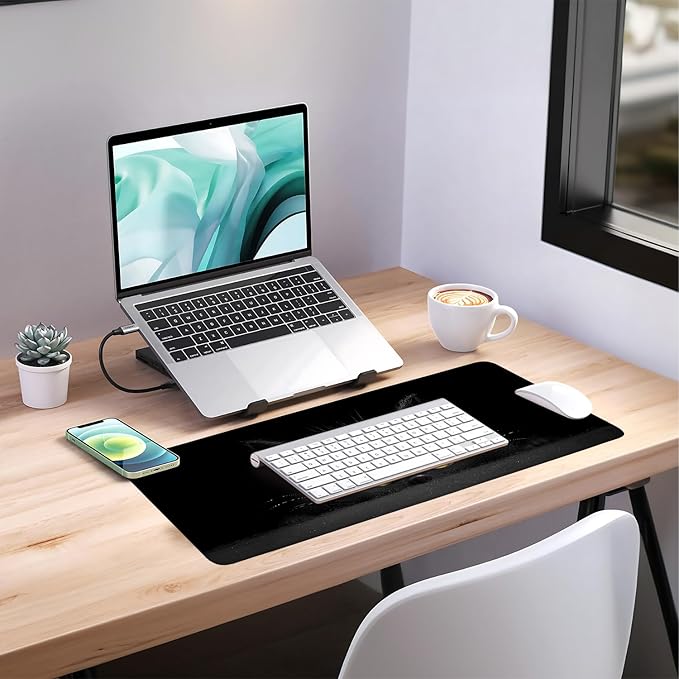 Cat-Inspired Extended Mouse Pad XL 31.5"x11.8" – Large Black Cat Desk Mat – Non-Slip Rubber Base, Stitched Edges