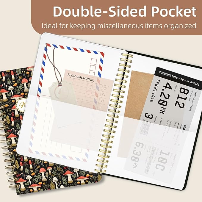 Weekly Planner Undated - 52 Weeks To Do List Notebook A5 for Work: Weekly Task, Habit Tracker Journal, Goal Setting, Agenda Sprial Bound Organizer Book for Women Cute Stylish Design, Mushroom