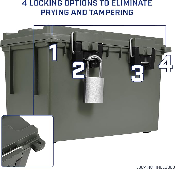 Sheffield 12765 XL Storage Bins With Lids, 4-Pack Stackable Storage Bins, Made in USA, Lockable and Water-Resistant Containers with Lids, Plastic Containers for Home, Classroom, and Dorm