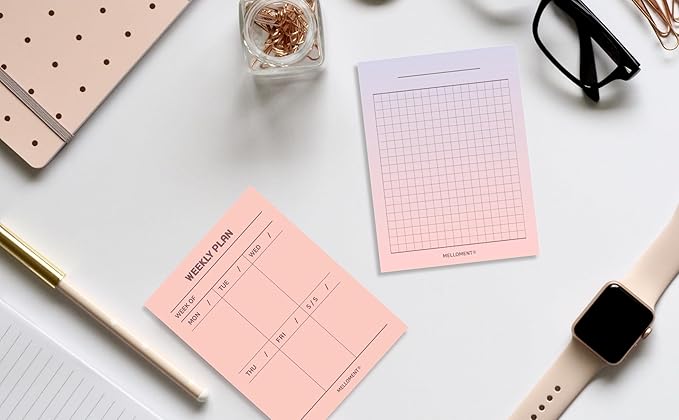 Day By Day Mini Planner Pads, Aesthetic Korean Style Tear-off Planning Pad, Pack of 4 Designs, 100 Sheets each design (Total 400 Sheets), Lovely Assorted Color, Portable Size 3.15 x 4.13", SET_B [ To Do List + Daily Plan + Weekly Plan + Grid Memo Pad ]