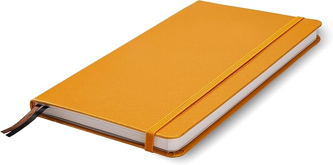 Minimalism Art, Premium Hard Cover Notebook Journal, Classic 5" x 8.3", 122 Numbered Pages, Gusseted Pocket, Ribbon Bookmark, Extra Thick Ink-Proof Paper 120gsm, San Francisco (Dotted, Amber Yellow)