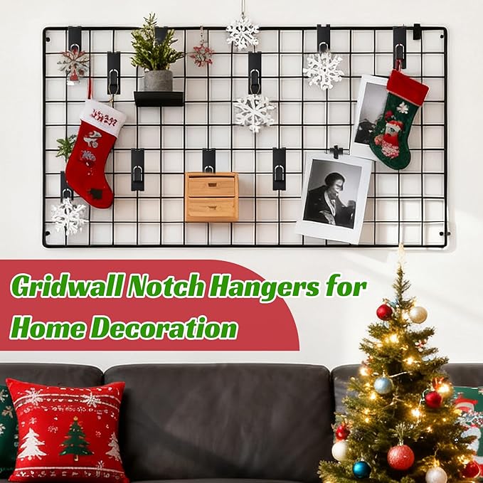15 Pack Gridwall Hooks Hangers Metal Grid Wall Picture Hooks Grid Wall Accessory for Art Clothes Painting, Panel, Pegboard, Shelf, Commercial Display
