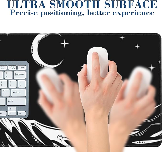 Sea Wave Mouse Pad Desk Mat XL Large Gaming Mousepad Extended Computer Keyboard Mat with Non-Slip Rubber Base and Stitched Edge 11.8 x 31.5 Inch for Gaming and Office Work