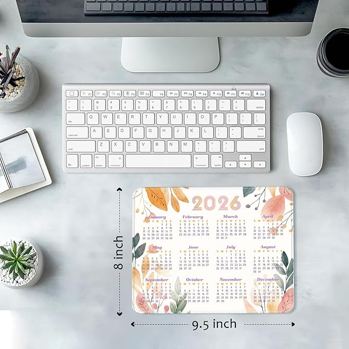 2026 Calendar Desk Pad Mat with Stitched Edges and Non-Slip Rubber Base, Premium-Textured Mouse Pad for Laptop, Computer & PC, Gaming & Working, Waterproof Mousepad