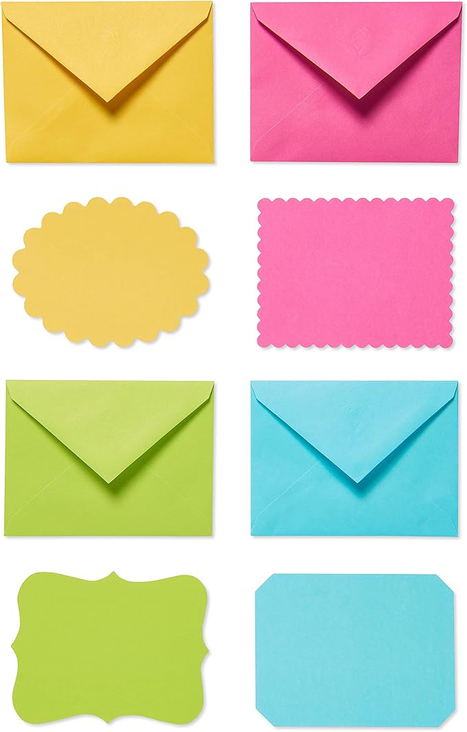American Greetings Single Panel Blank Cards with Envelopes, Bright Colors, Patterns and Shapes (40-Count)