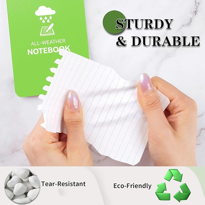 Waterproof Notebook, 4 Pack Top-Spiral Pocket Notepad, 3" x 5" Weatherproof NotePad, All Weather Police Pocket Notebook Little Memo Steno Note Pads for Outdoor Office School Recording, Mixcolor