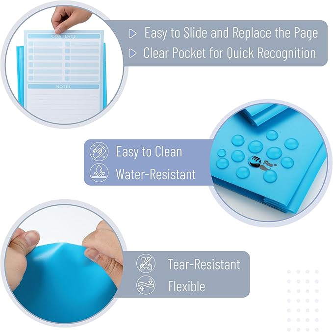 Mr. Pen- Plastic Folders with Pockets and Prongs, 36 Pack, Letter Size, Blue, Flexible Plastic Folders with Prongs, Clear Front Pocket and Card Slot