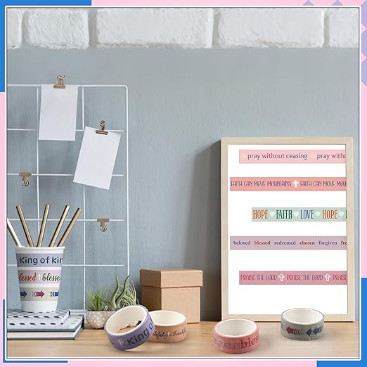 Janlaugh 24 Rolls Christian Washi Tape Gifts Bulk Religious Inspirational Scripture Prayer Supplies Bible Verse Tape for Bible Study Journaling Crafting Valentine's Day Women Gifts