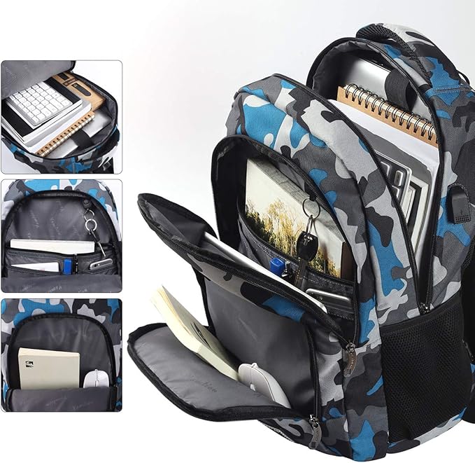 YAMTION Bag, Camouflaged Blue, 15.6 inch