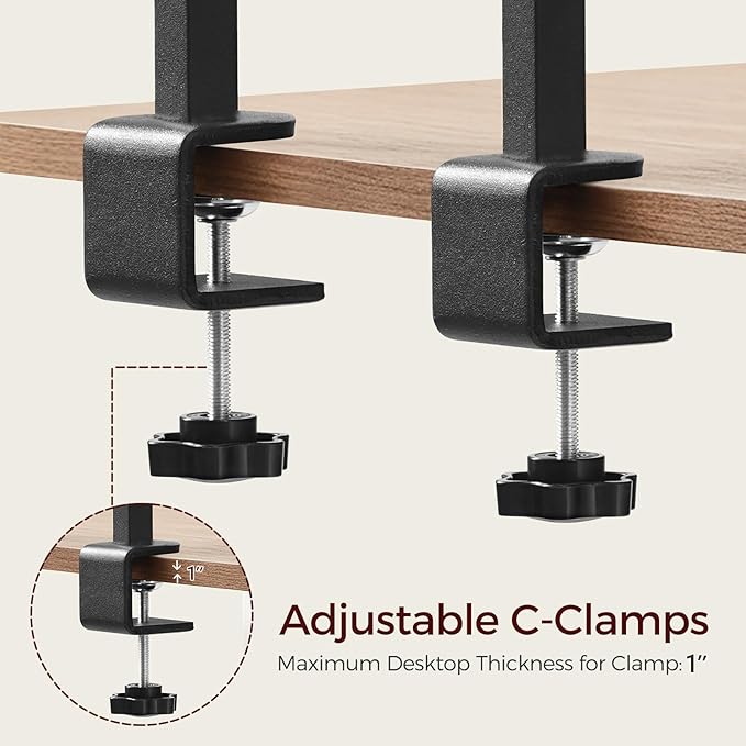 Clamp On Desk Organizer, 2-Tier Desktop Bookshelf, Adjustable Desk Storage Shelf, Metal Frame, for Office, Study and Game Room, Black DSBK3501 (Pack of 2)