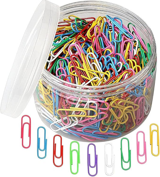 500 PCS Colored Paper Clips, Medium 33 mm/1.3Inch Assorted Paperclips Vinyl Coated Clips for Office School Personal (1.3Inch)