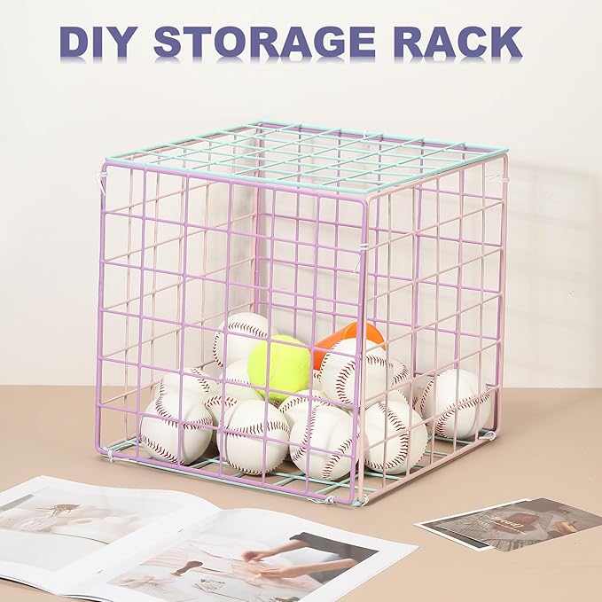 PATIKIL 12x12 in Wall Grid Panel, 6 Pack Wire Grid Panel Shelf Board Metal Gridwall Photo Pictures Display Hanging Organizer Mesh Frame Memo Board for Display DIY Craft Shows Home, White
