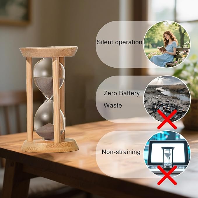 Wood Sand Timer,15 Minute Hourglass,Brown Sandglass 15 Min,Mini Sand Watch,Reloj de Arena 15 Minuto for Toothbrush Timer,Cooking,Baking,Game, Gift
